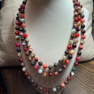 Multicolored Fire Crackle Agate Beaded Strand Necklace
